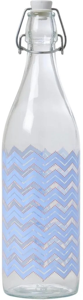 rice Sklenená fľaša s modrou potlačou 1 l