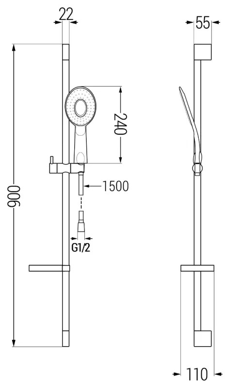 Mexen sprchový set DS73, čierny, 785734583-70