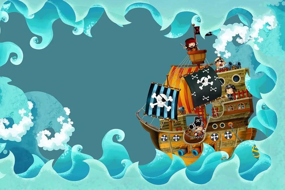 Samolepiaca tapeta pirátska loď na mori - 225x270