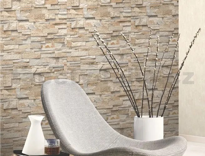 Vliesové tapety, kameň pieskovec svetlo hnedý, Origin 236310, P+S International, rozmer 10,05 m x 0,53 m