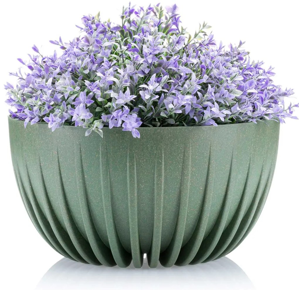 PLASTOVÝ KVETINÁČ STRIPPED ECO 16X30 CM ZELENÁ