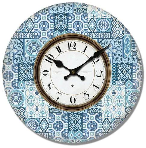 Drevené nástenné hodiny Mosaic tiles, pr. 34 cm