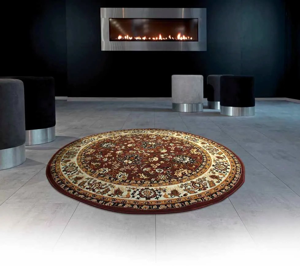 Kusový koberec Teheran Practica 59 / DMD kruh, 200x200 (priemer) kruh, hnedá, chodba / predsieň, Sintelon