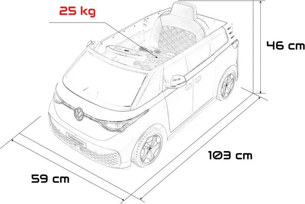 Elektrické autíčko Volkswagen ID BUZZ červené