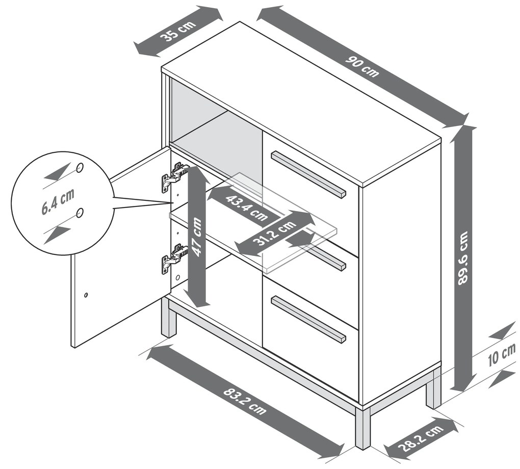 Odkladacia skrinka do kúpeľne »Eklund«, antracitová