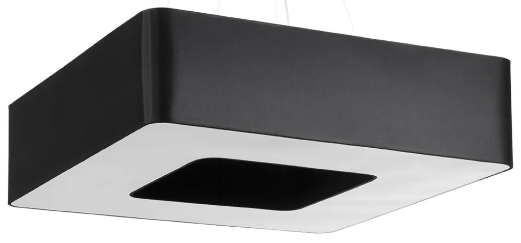 Závesné svietidlo Urano, 1x čierne textilné tienidlo, (biely plast), (80 cm)