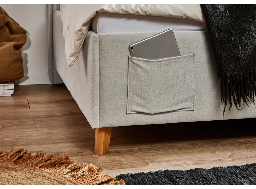 Béžová čalúnená rohová detská posteľ bez roštu 90x200 cm Fun – Meise Möbel