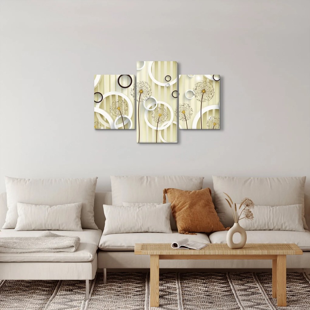 Abstraktný obraz s púpavami (90x60 cm)