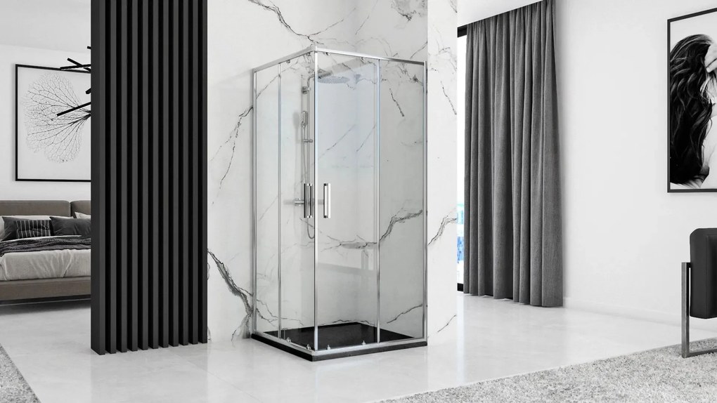 Rea Grand Black, sprchová vanička z minerálneho kameňa 100x80x3,5 cm, čierna matná, REA-K4593