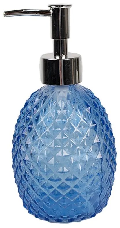 Modrý sklenený dávkovač na mydlo s pumpičkou - 350 ml