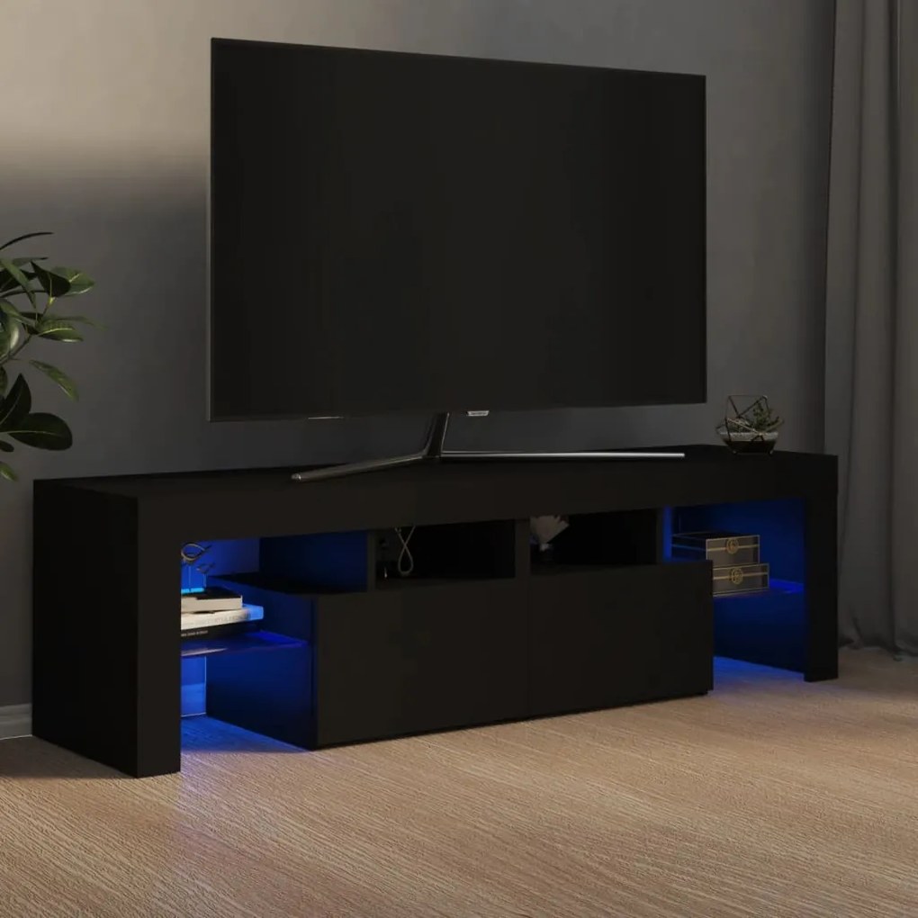 vidaXL TV skrinka s LED svetlami čierna 140 x 36,5 x 40 cm