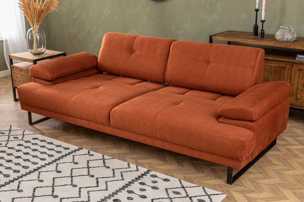 Praktická trojmiestna rozkladacia pohovka Mustang, 239 x 99 cm, oranžová