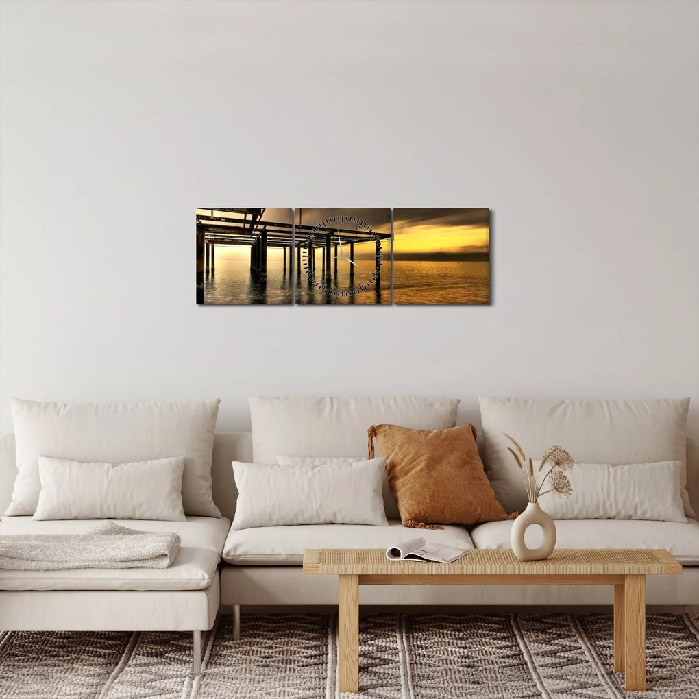 Obraz - Architektúra pri pobreží (s hodinami) (90x30 cm)