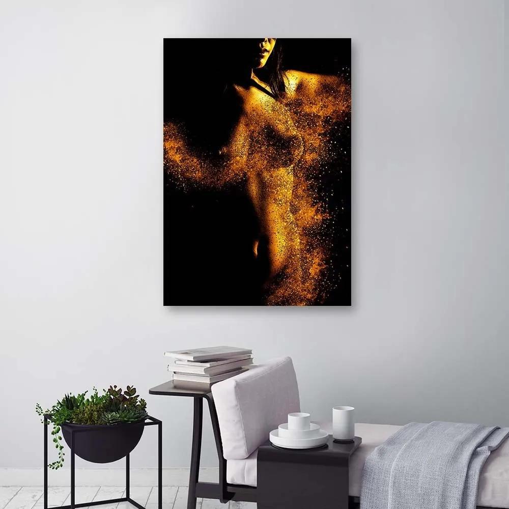 Obraz na plátně Nahá žena Zlatá barva - 40x60 cm