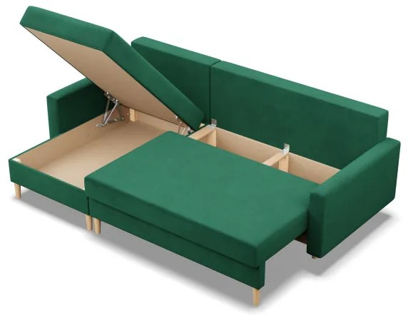 Rohová rozkladacia sedačka BLANK Elegant fľaškovo zelená