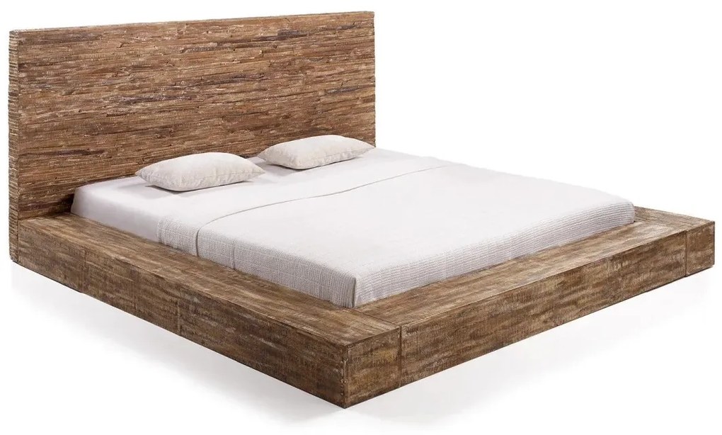 furniture-nabytek.cz - Masívna posteľ z mangového dreva, pruhovaná, lakovaná, hnedá