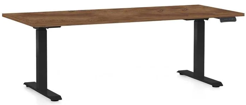Výškovo nastaviteľný stôl OfficeTech C, 180 x 80 cm, čierna podnož, dub silverjack