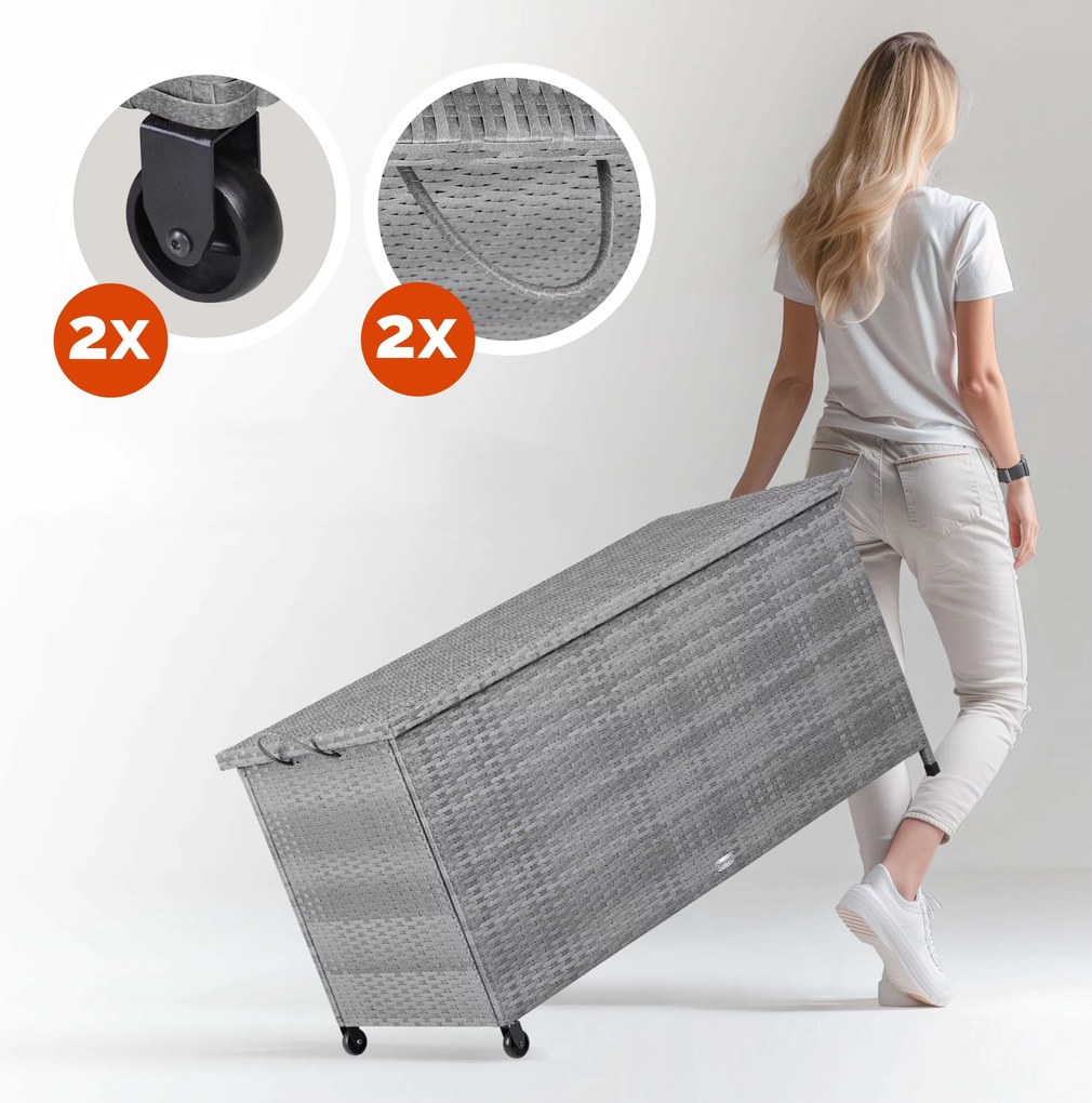 InternetovaZahrada Úložný box s kolieskami 370 L - sivý