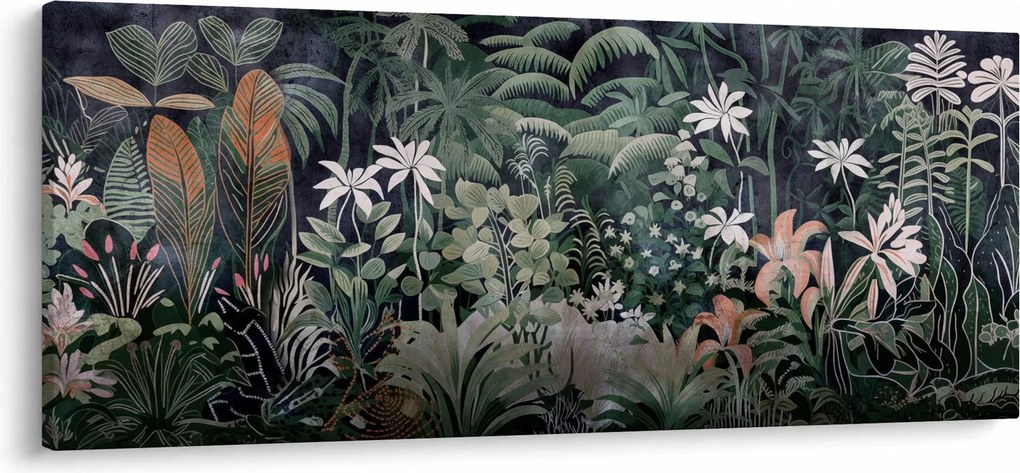 Obraz - Maľovaný vzor džungle (120x50 cm)