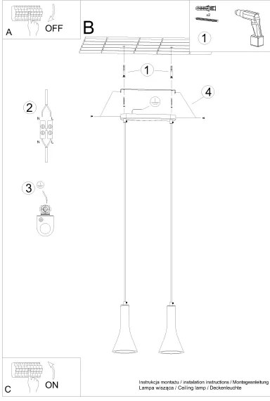 Sollux SL.1224 - Luster na lanku REA 2xE14/12W/230V betón