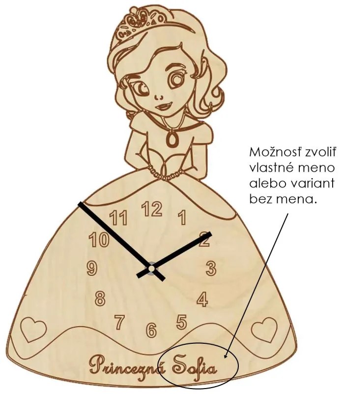 Drevené hodiny pre deti - Princezná s menom | SENTOP PR0440 PR0440