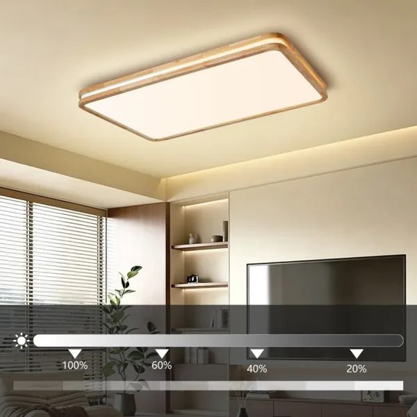 BRILAGI - LED stmievateľné svietidlo MOLINA SQUARE LED/128W/230V dub 90x60 cm + diaľkové ovládanie