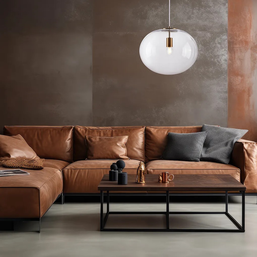 Závesné svietidlo Campania, 1x transparentné sklenené tienidlo, g