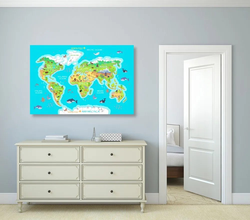 Obraz zemepisná mapa sveta pre deti