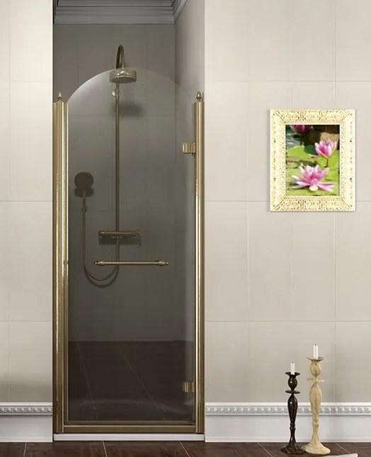 GELCO - ANTIQUE sprchové dveře otočné, 900mm, pravé, ČIRÉ sklo, bronz (GQ1390RC)