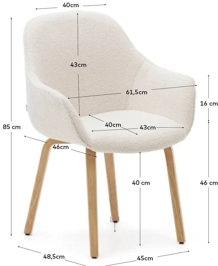 Biele čalúnené jedálenské kreslo Aleli – Kave Home