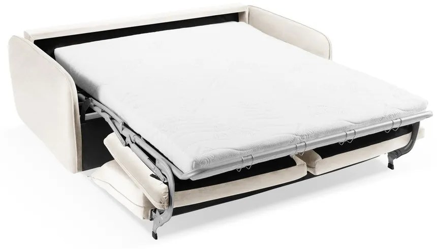 Krémová zamatová rozkladacia pohovka 214 cm Vienna – Cosmopolitan Design