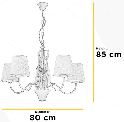 ONLI - Luster na reťazi AGAR 5xE14/6W/230V pr. 80 cm