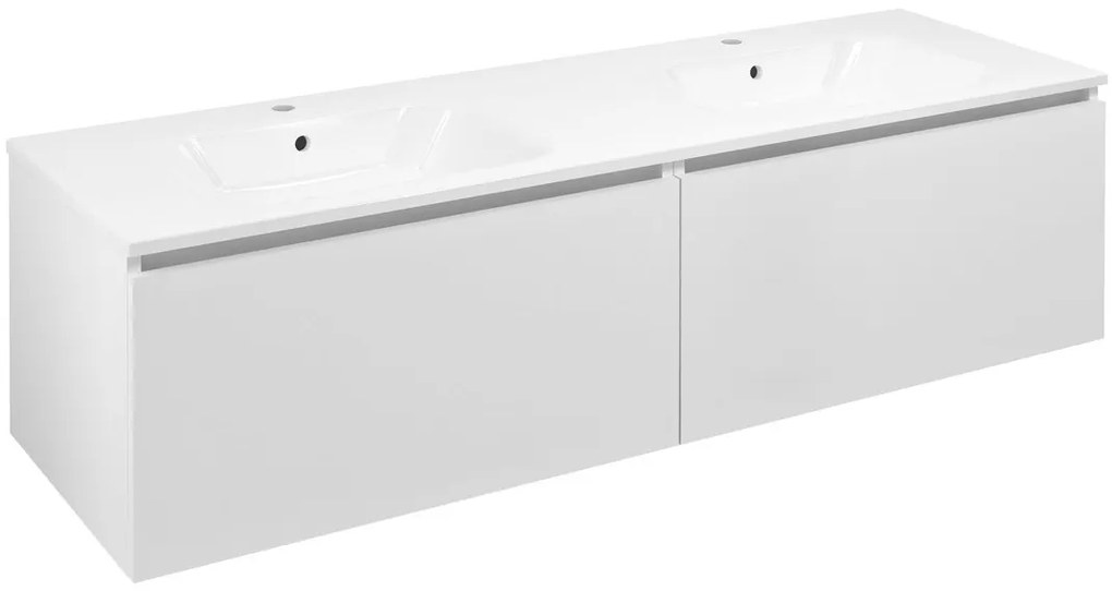 Sapho Sapho, LOREA skrinka s dvojumývadlom 161x46x51,5cm (80+80cm), biela matná, LE080-3131-01