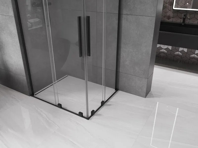 Mexen Velar L Duo posuvná sprchová kabína 100 x 90 cm, transparentná, čierna - 871-100-090-02-03-70