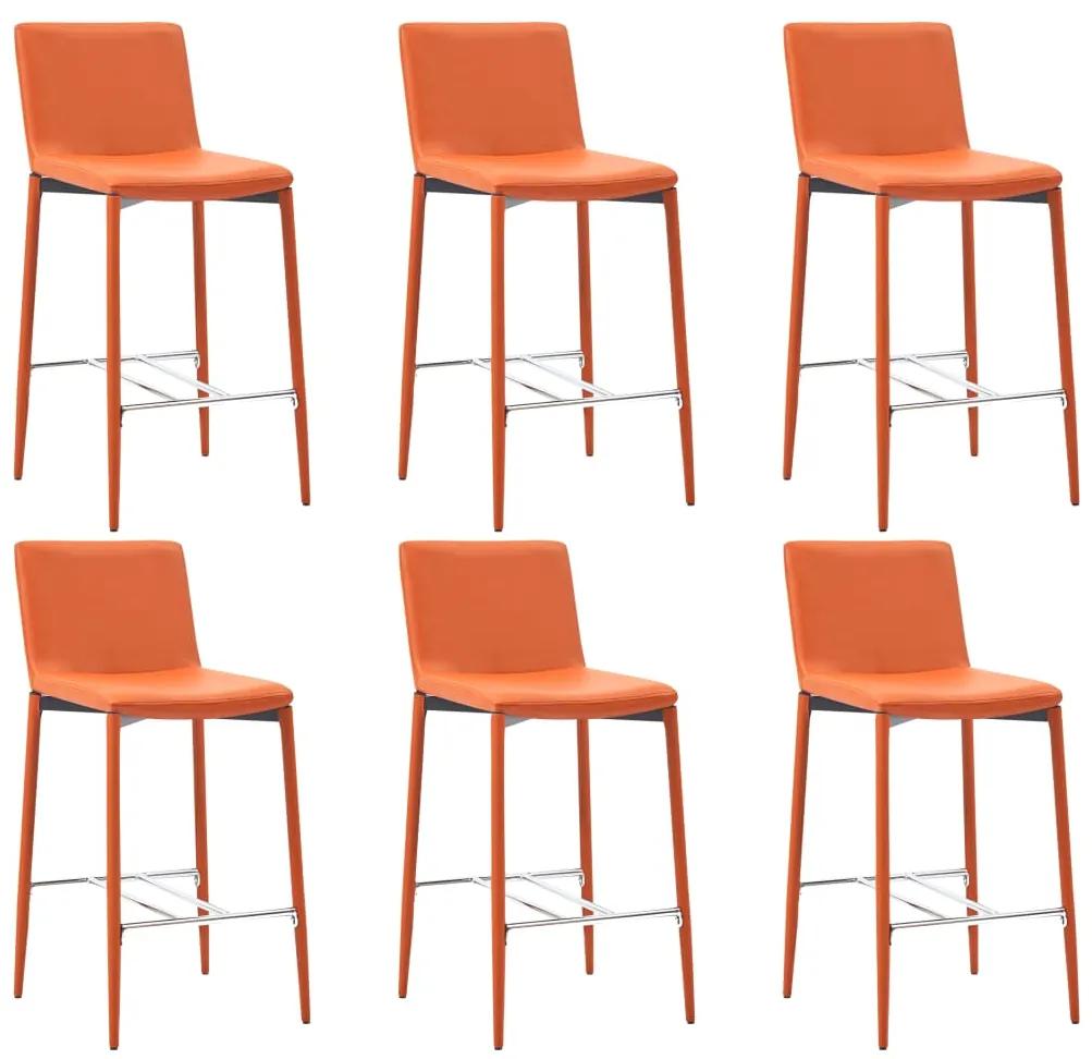 vidaXL Barové stoličky 6 ks, oranžové, umelá koža