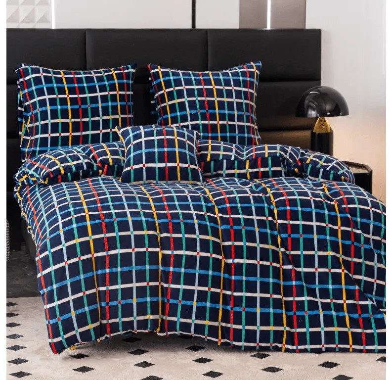 Obliečky mikroplyš GRID tmavo modré Rozmer obliečok: 2 ks 70 x 90 cm | 200 x 220 cm