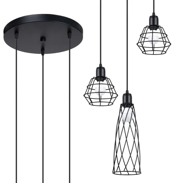 Sollux SL.1166 - Luster na lanku SUBA 3xE27/15W/230V čierna