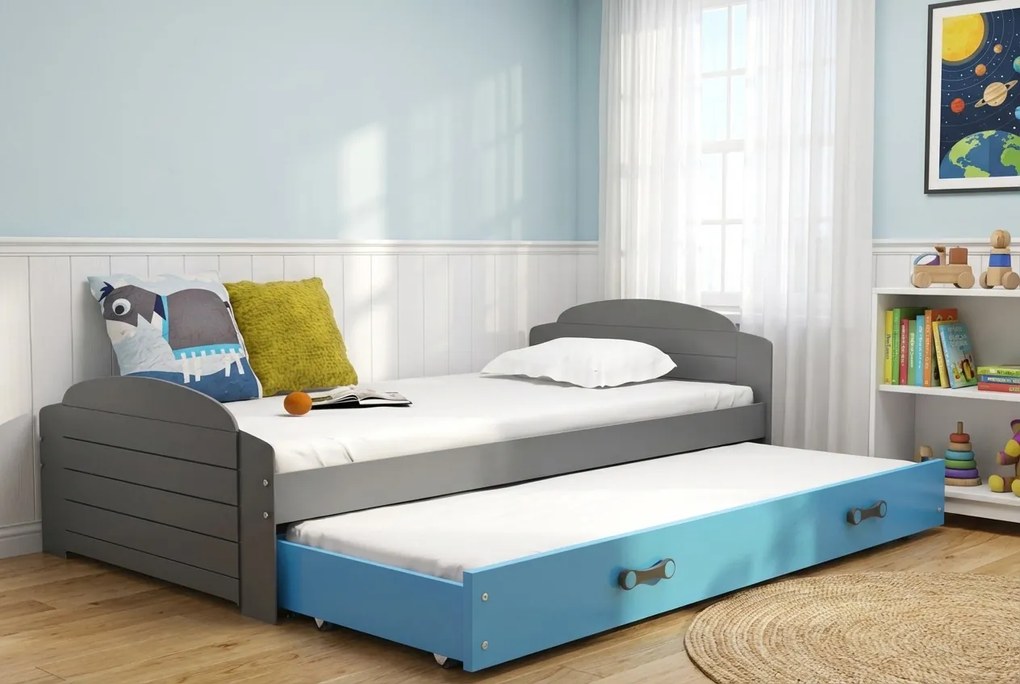 Posteľ s prístelkou LILI 200x90 Grafitová - Modrá