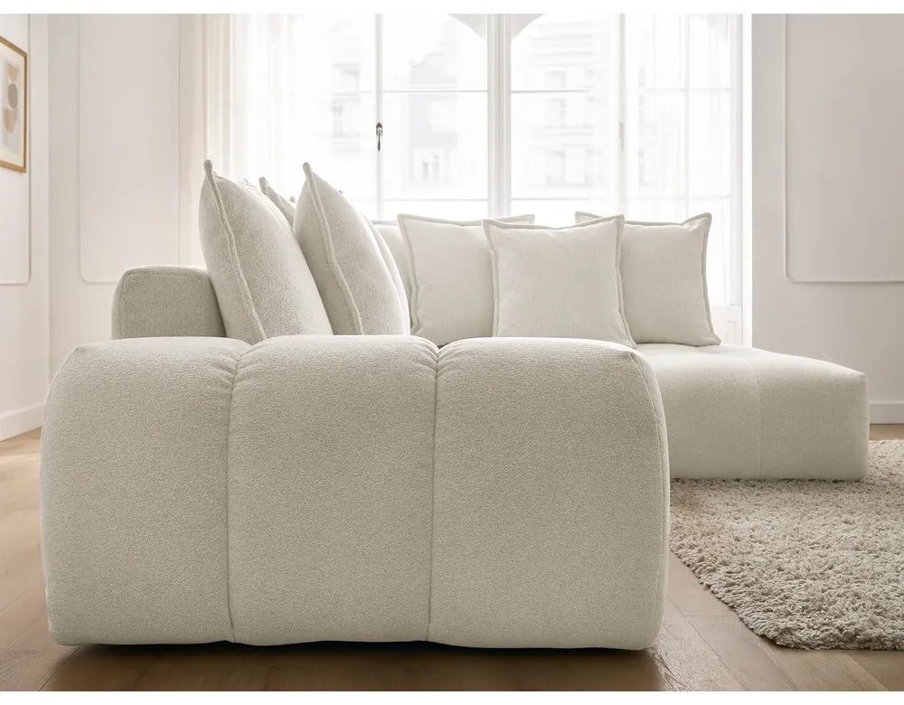 Biela ženilková rozkladacia/s úložným priestorom rohová pohovka (pravý roh/do L) Everest – Bobochic Paris