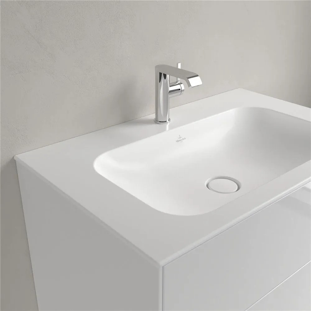 VILLEROY &amp; BOCH Finion umývadlo na skrinku s otvorom, bez prepadu, 800 x 500 mm, Stone White, s povrchom CeramicPlus, 416481RW