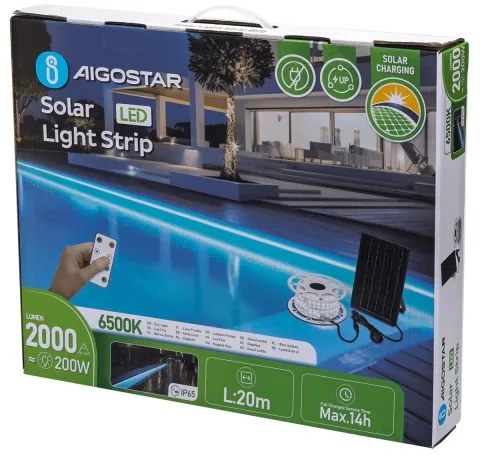 Aigostar - LED stmievateľný solárny pásik LED/20W/3,2V 20 m 6500K IP65 + DO