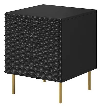 Súprava nočných stolíkov Erizerto, Farby: čierna + čierna + zlatá