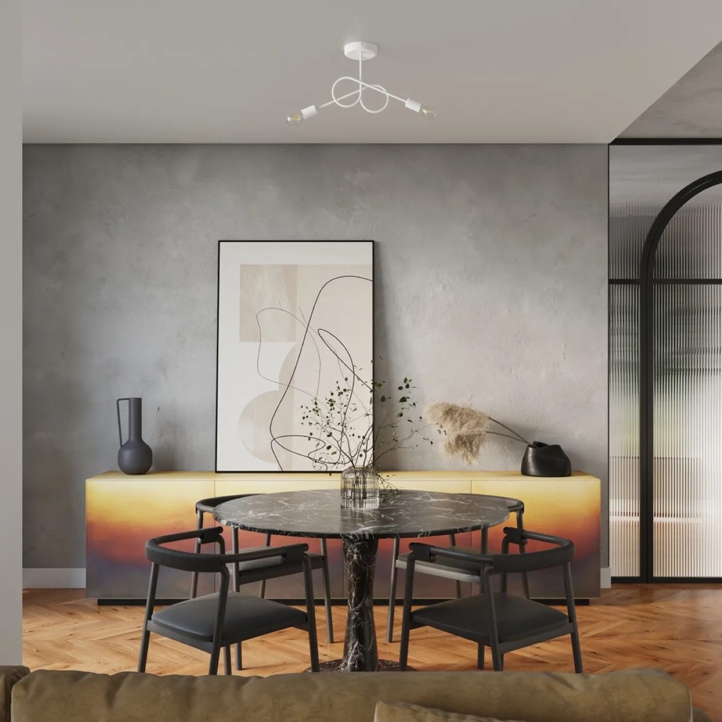 Stropné svietidlo Loop 2, biele telo svietidla