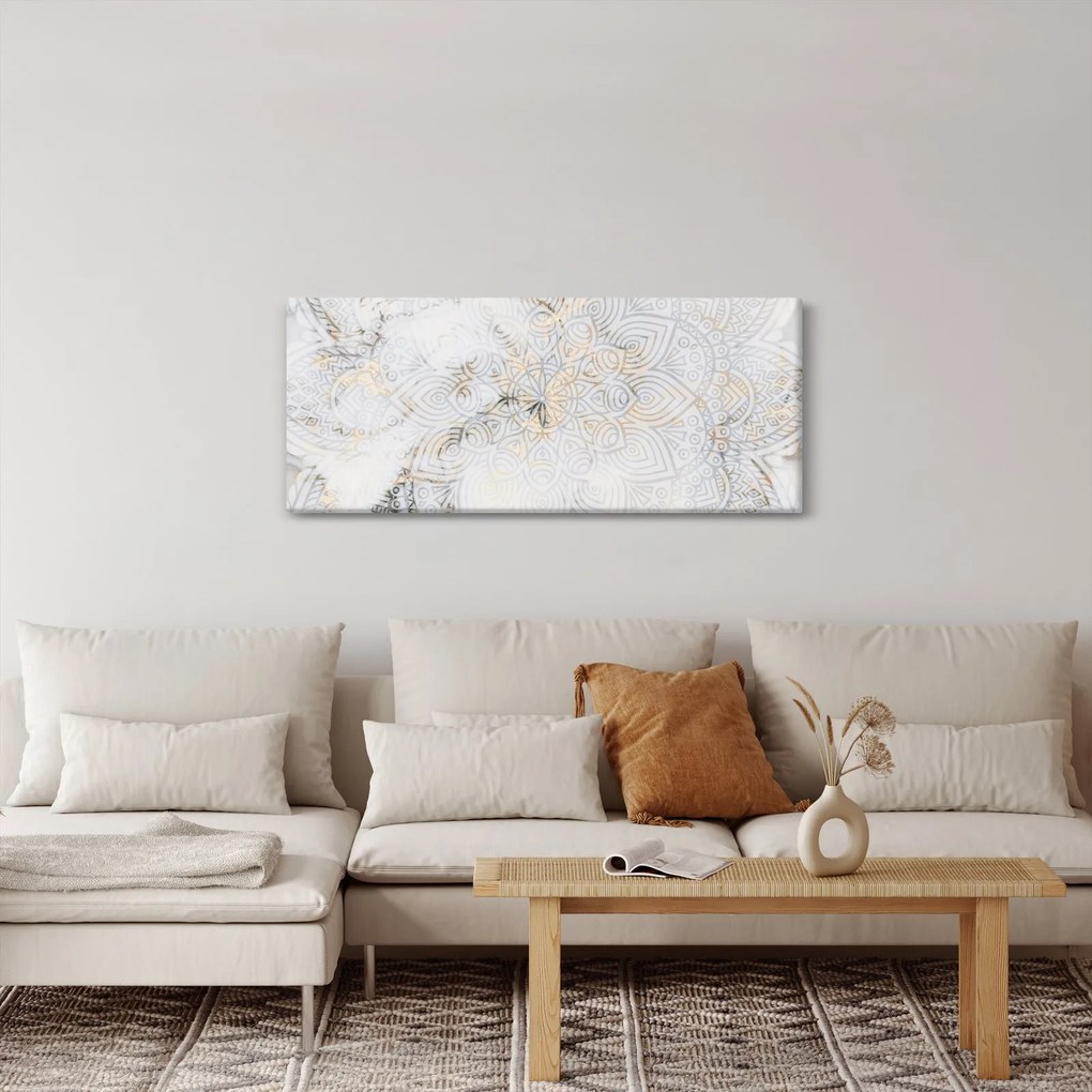Obraz bielej mandaly (120x50 cm)