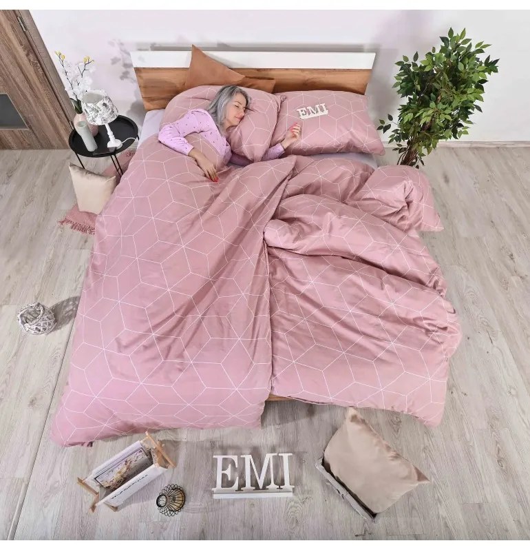 Flanelové obliečky Alya rosa EMI, Štandardný set jednolôžko obsahuje 1x 140x200 + 1x 70x90