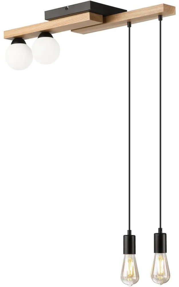 Luster na lanku CORTINA 2xE27/15W/230V + 2xG9/5W/230V čierna/dub