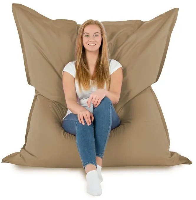 XXL vankúš na sedenie – interiérový aj záhradný, vodeodolný Farba: 3.Bežový