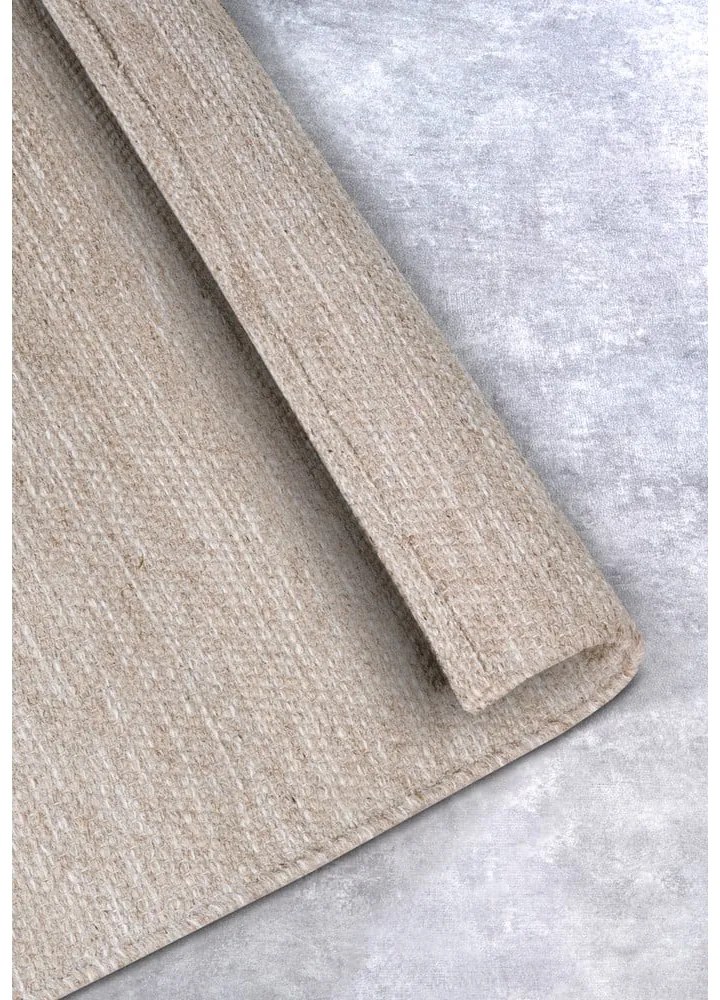 Béžový ručne tkaný koberec s prímesou vlny 120x170 cm Pradesh Linen White – Elle Decoration