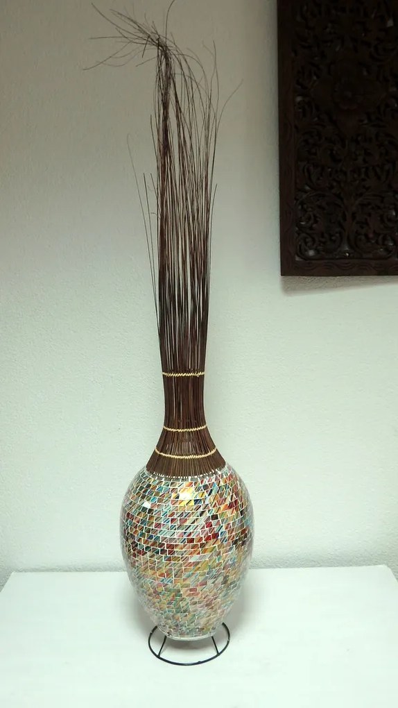 Stolná lampa EXOTIC, 130 cm, ručná práca, mozaika, morská tráva