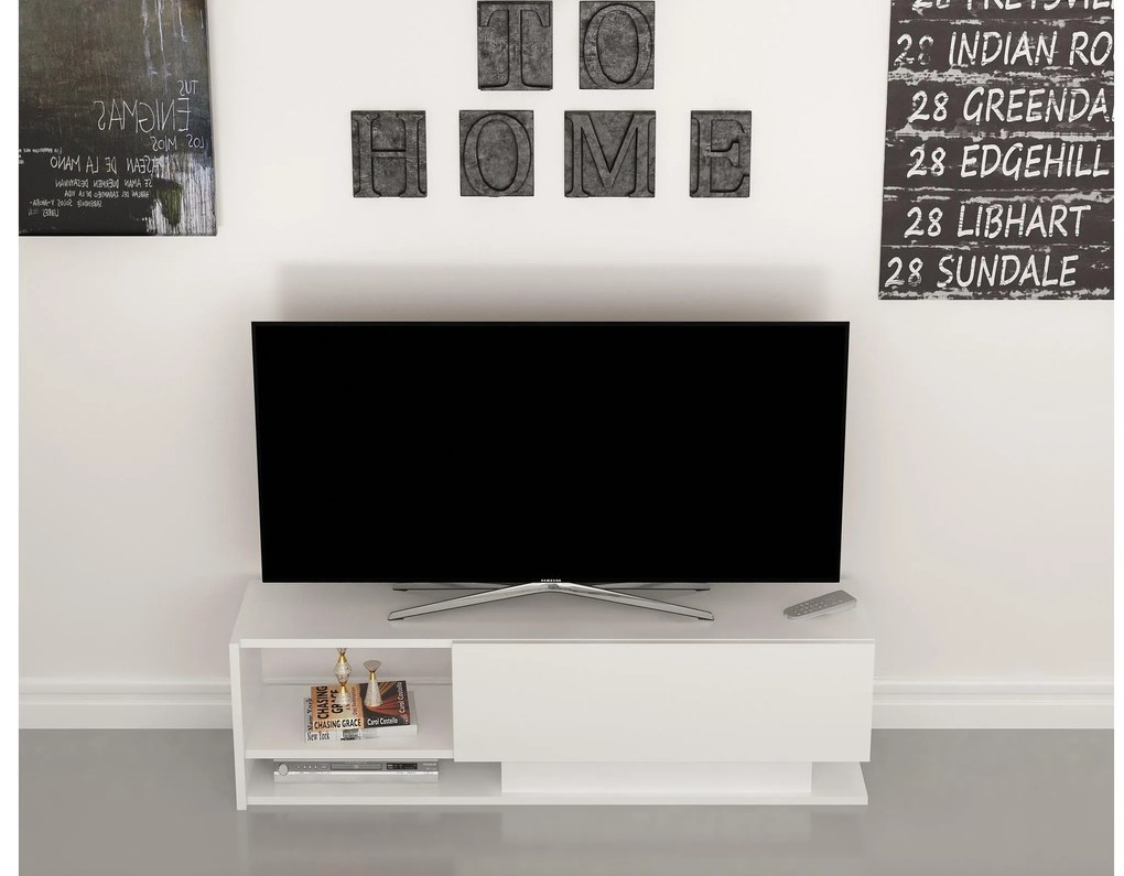 TV stolík/skrinka Damla (biela). Akcia -22%. Vlastná spoľahlivá doprava až k Vám domov. 1102065